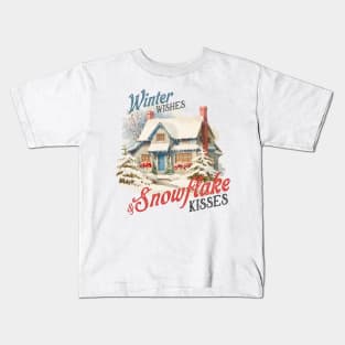 Winter Wishes and Snowflake Kisses Kids T-Shirt
